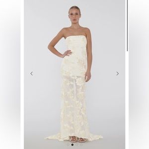 ROTATE 3D Floral Strapless Maxi Dress- size 38/US 6